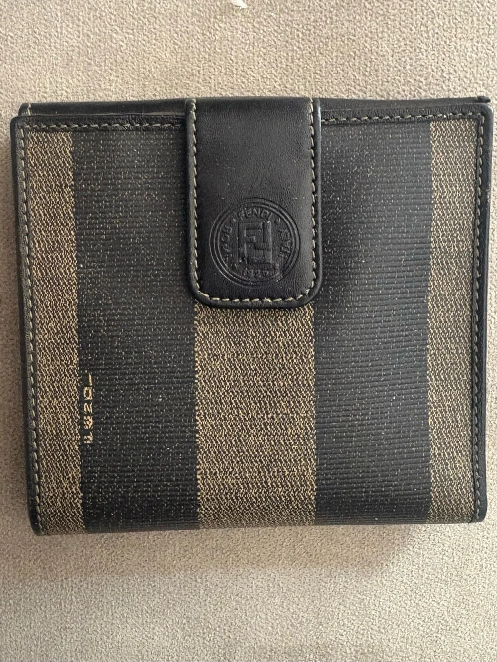 Fendi Striped Pequin Bi-Fold Wallet
